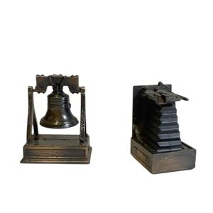 Vintage Mini Pencil Sharpener Lot Liberty Bell & Camera Die Cast Desk Souvenirs